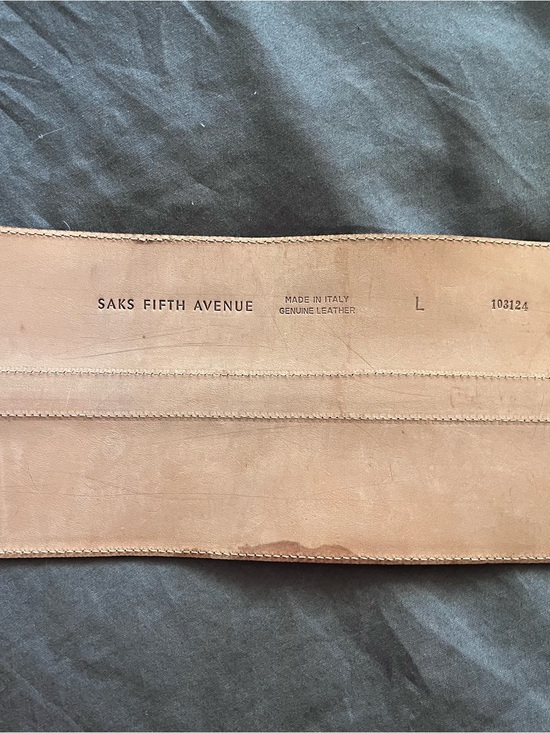 Saks Fifth Avenue Extra Wide Black Leather Waist Belt with Buckle, Sz L